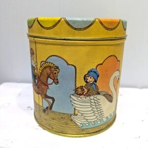 Carousel Horse Tin‎ Piggy Bank Removable Lid 1981 80s Vintage